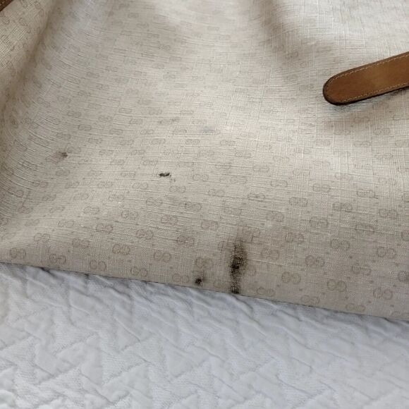 AS IS Gucci Vintage Beige Monogram Canvas Large Tote Bag with Strap - Picture 13 of 16